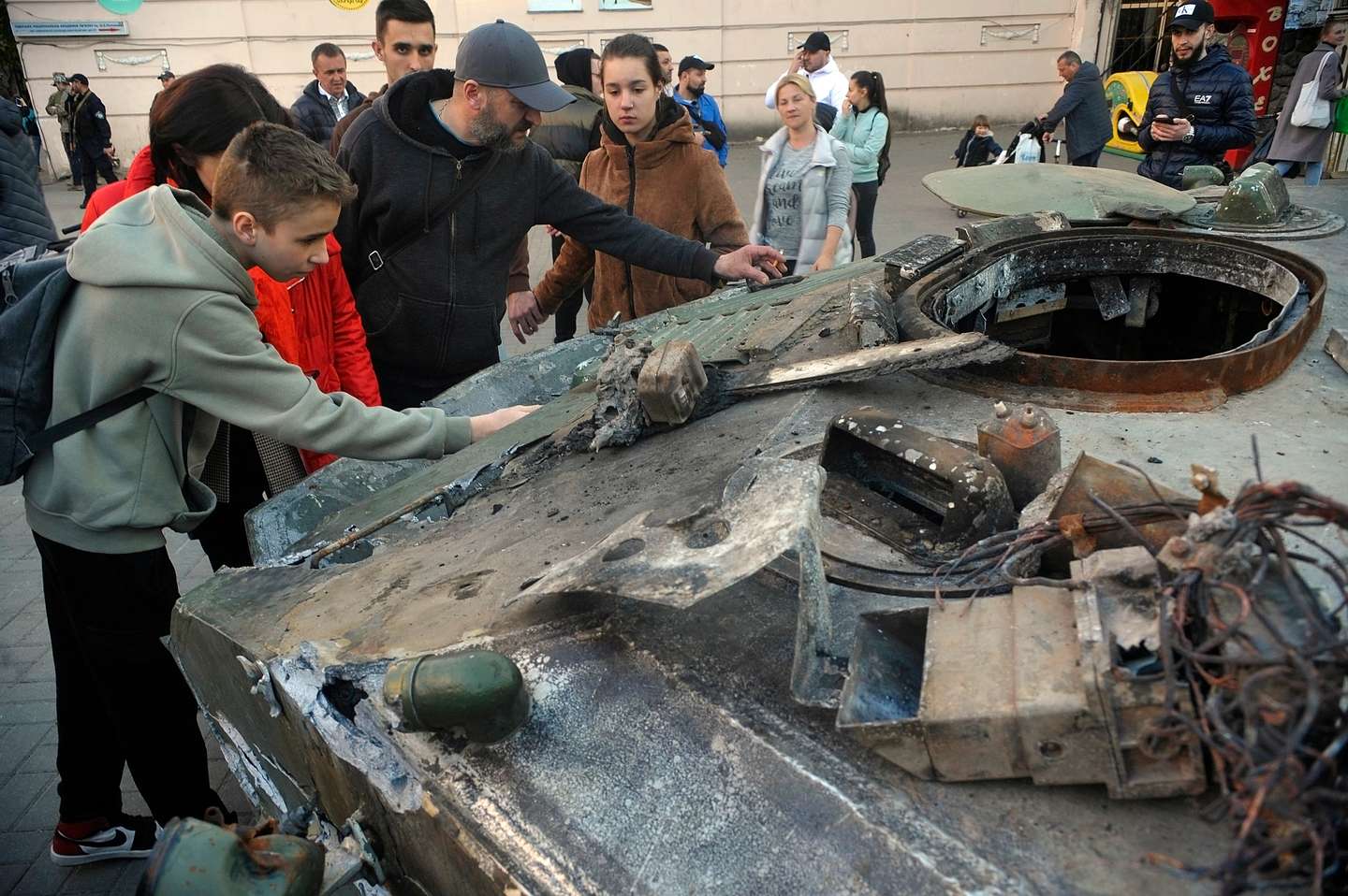 Destroyed Russian military vehicles from Irpin and Bucha on display in Vinnytsia