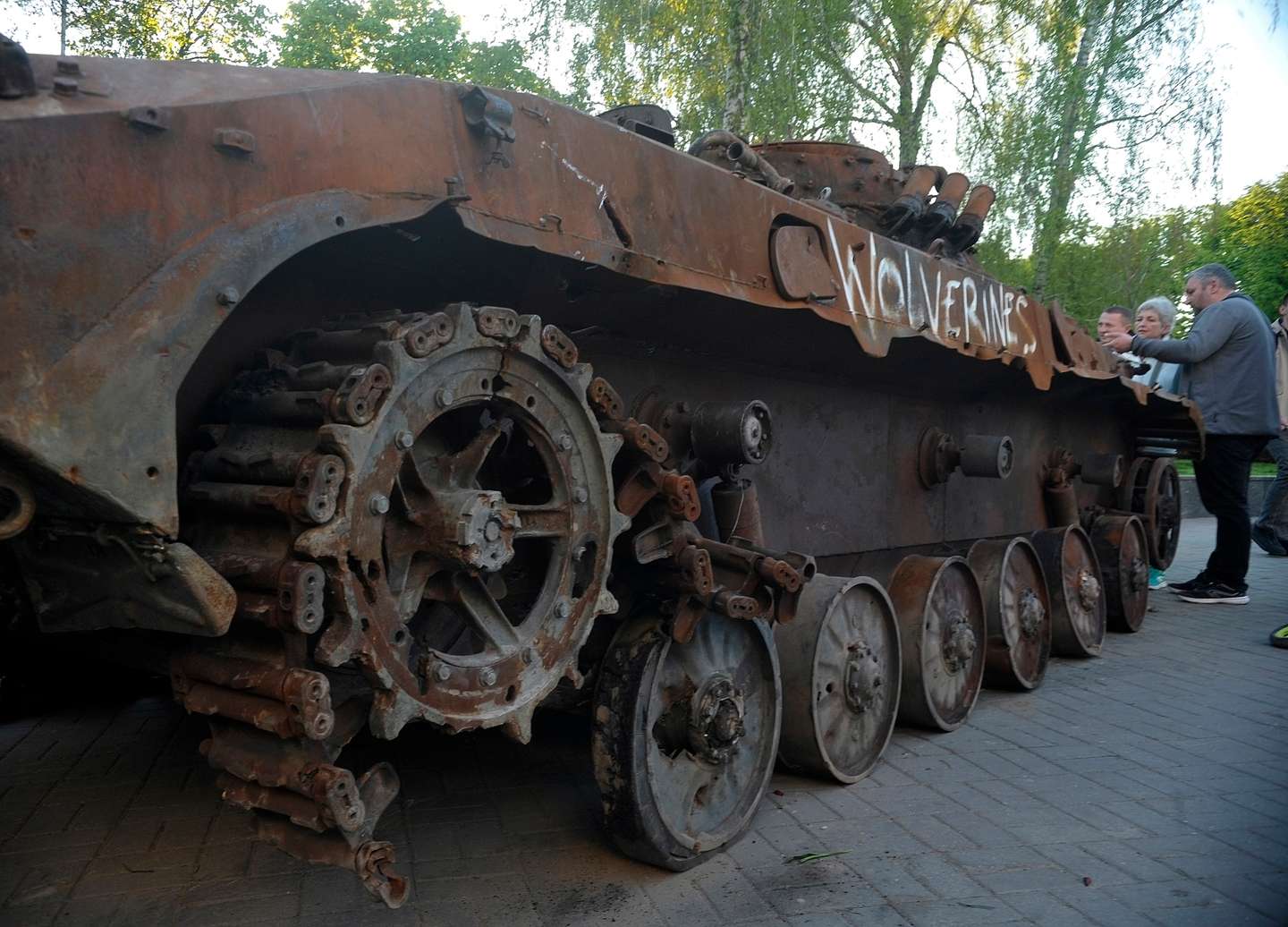 Destroyed Russian military vehicles from Irpin and Bucha on display in Vinnytsia