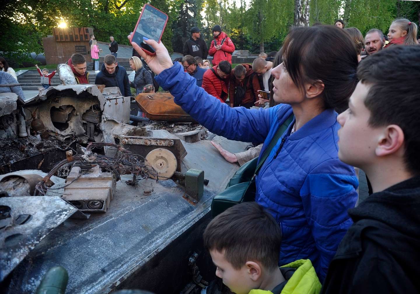 Destroyed Russian military vehicles from Irpin and Bucha on display in Vinnytsia