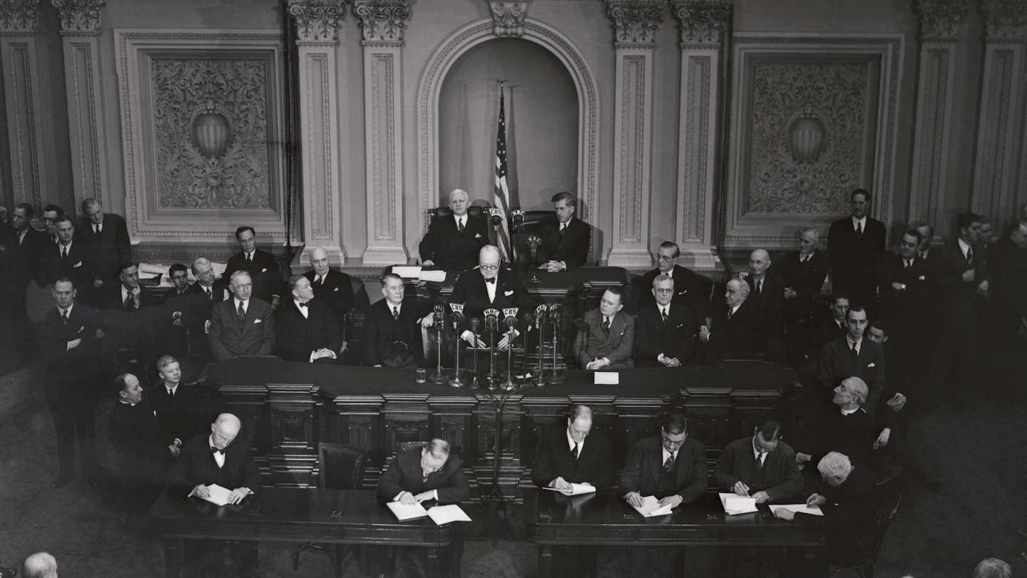 Winston Churchill Making Formal Address in Washington Congress