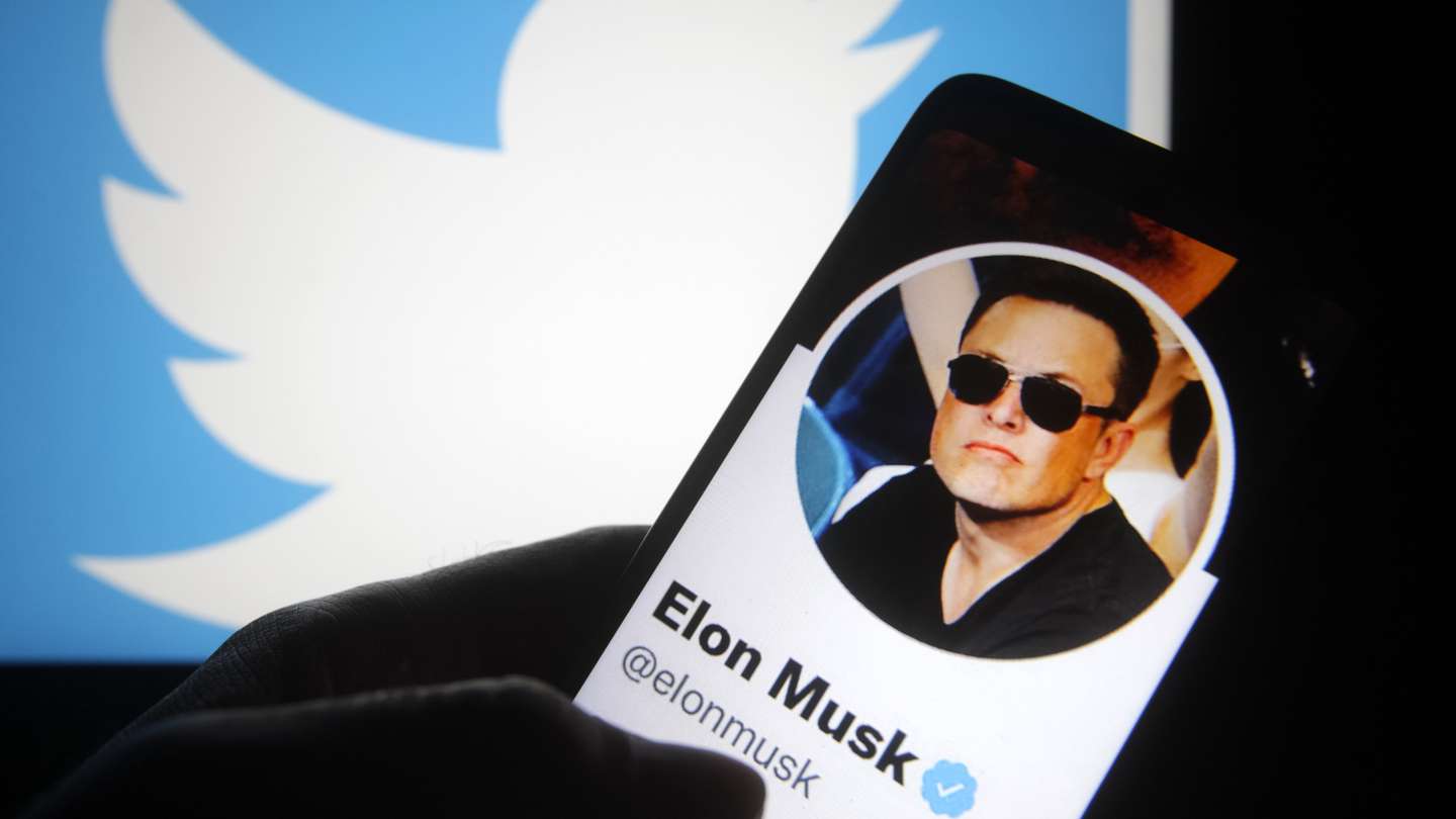 In this photo illustration, Twitter account of Elon Musk is