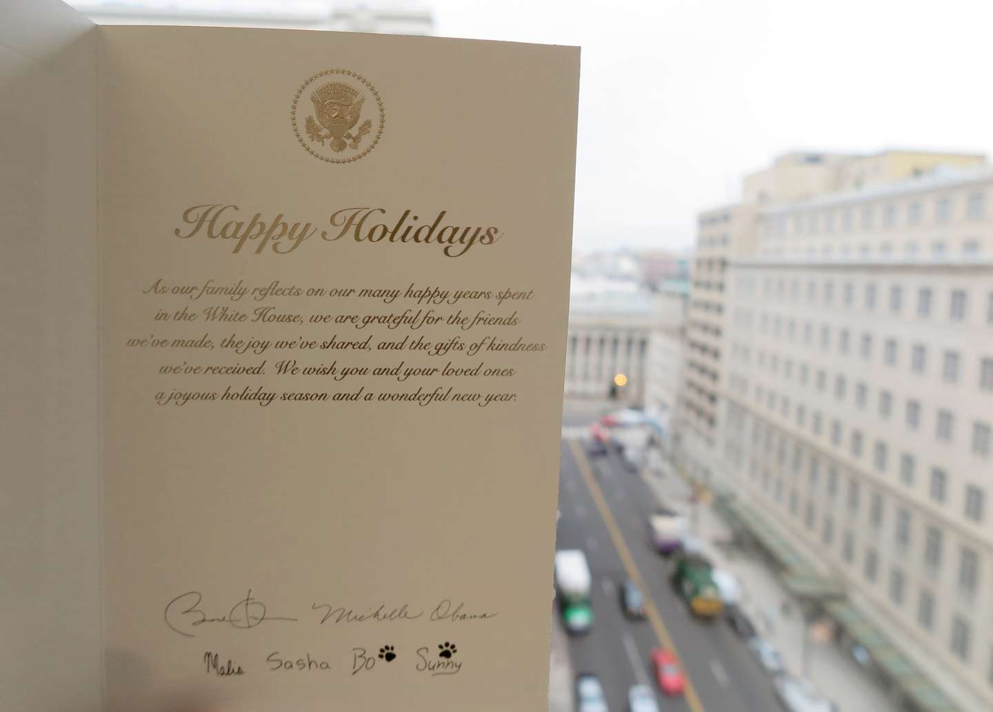 Obama family's last Christmas card from the White House