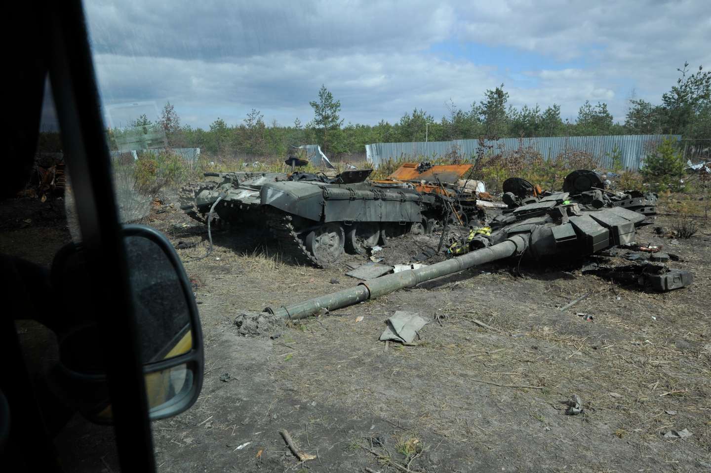 Destroyed tank of the Russian army seen at Dmytrivka village