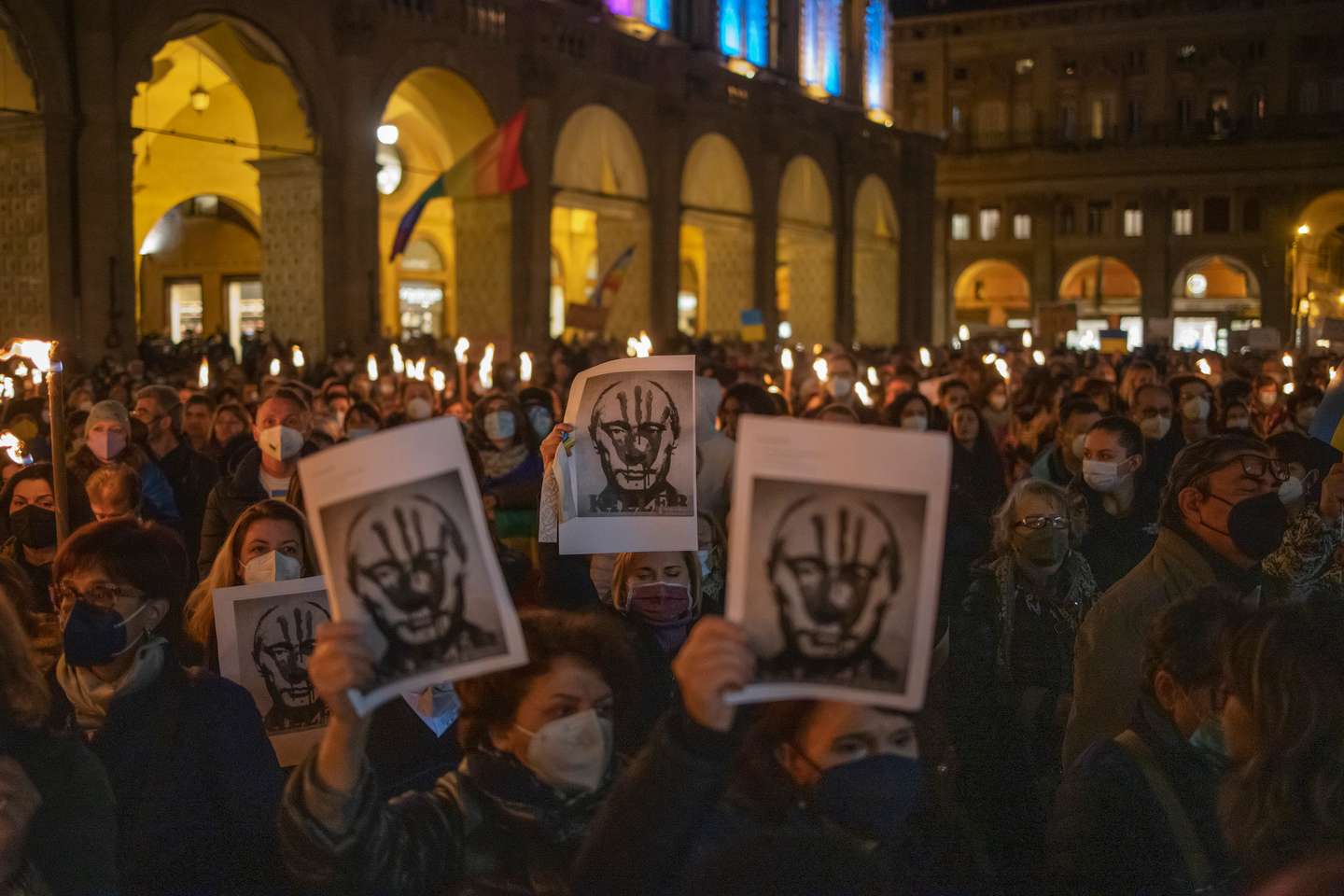 Protestos contra a invasão da Ucrânia em Bolonha, Itália