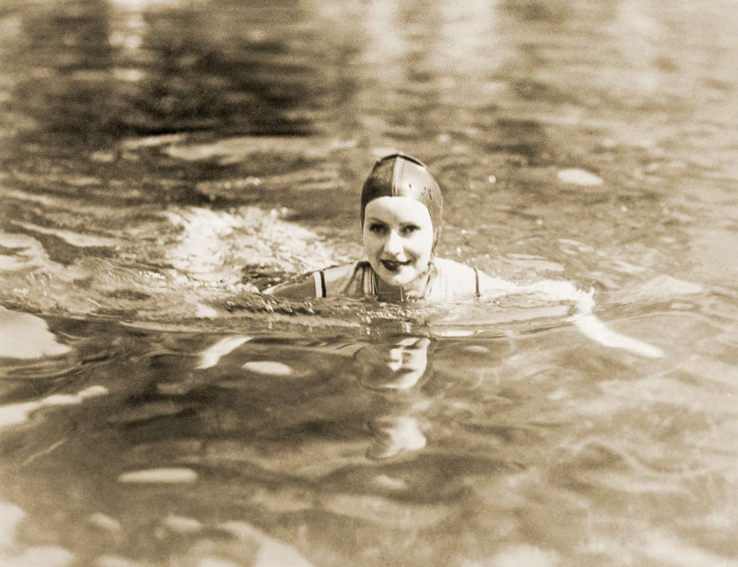Greta Garbo Swimming at Beach
