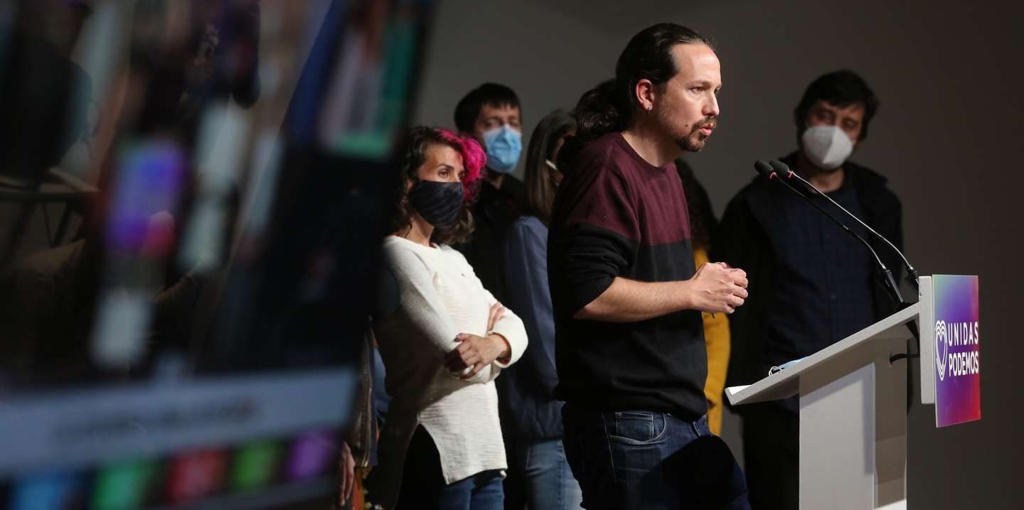 Unidas Podemos Follows The Results Of The Voting. Elections 4-m 2021 Madrid