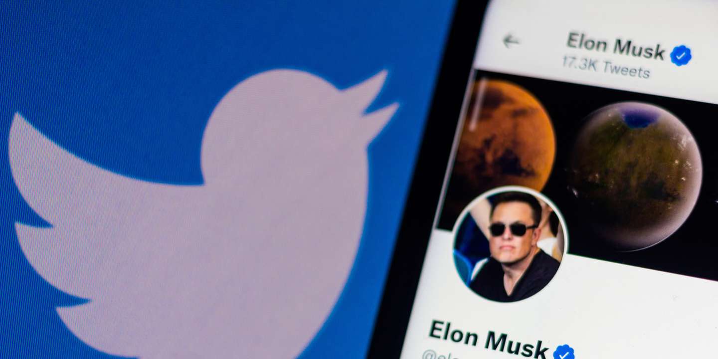Ilustração de Elon Musk e o Twitter