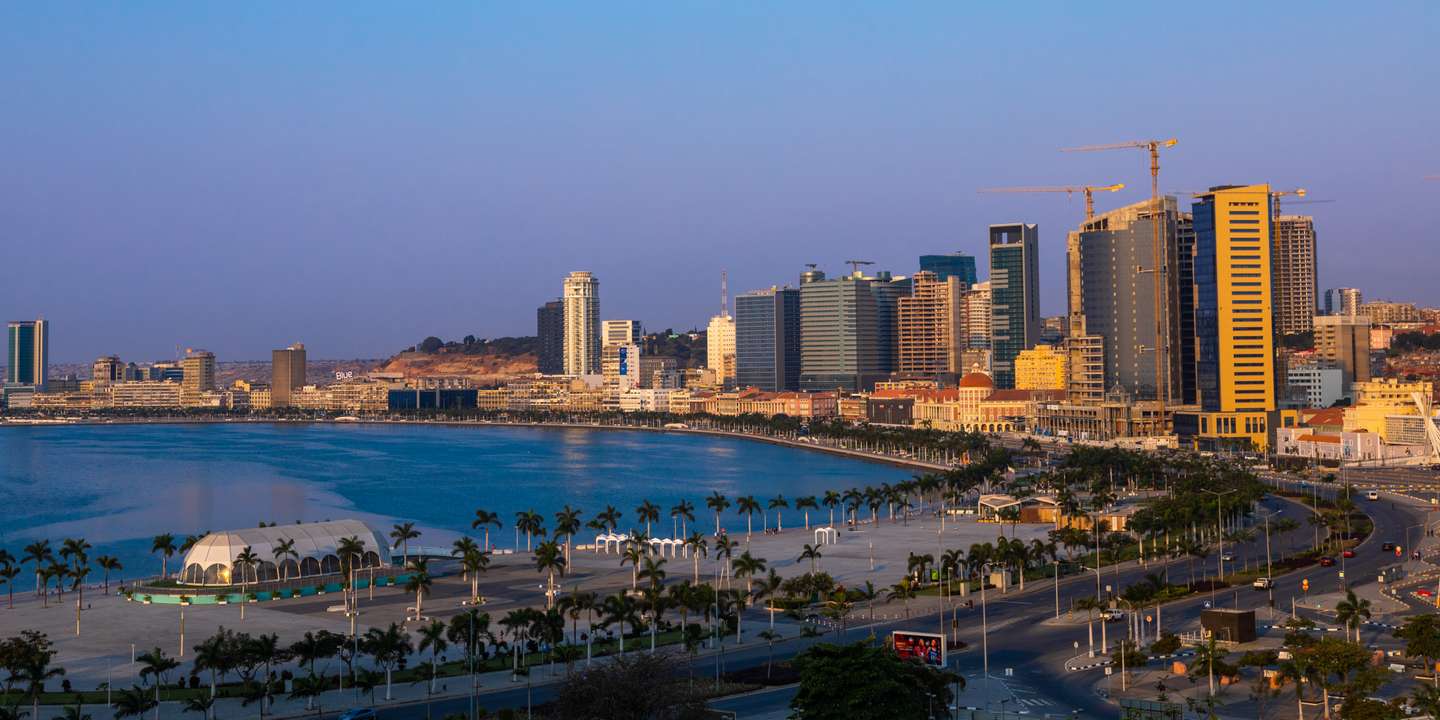 View over the new Marginal promenade called avenida 4 de fevereiro, Luanda Province, Luanda, Angola