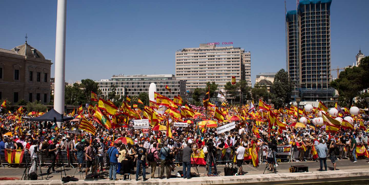 Pp, Vox And Ciudadanos, Participate In A Concentration In Colon (madrid) Against The Pardons To The Prisoners Of The 'proces'.