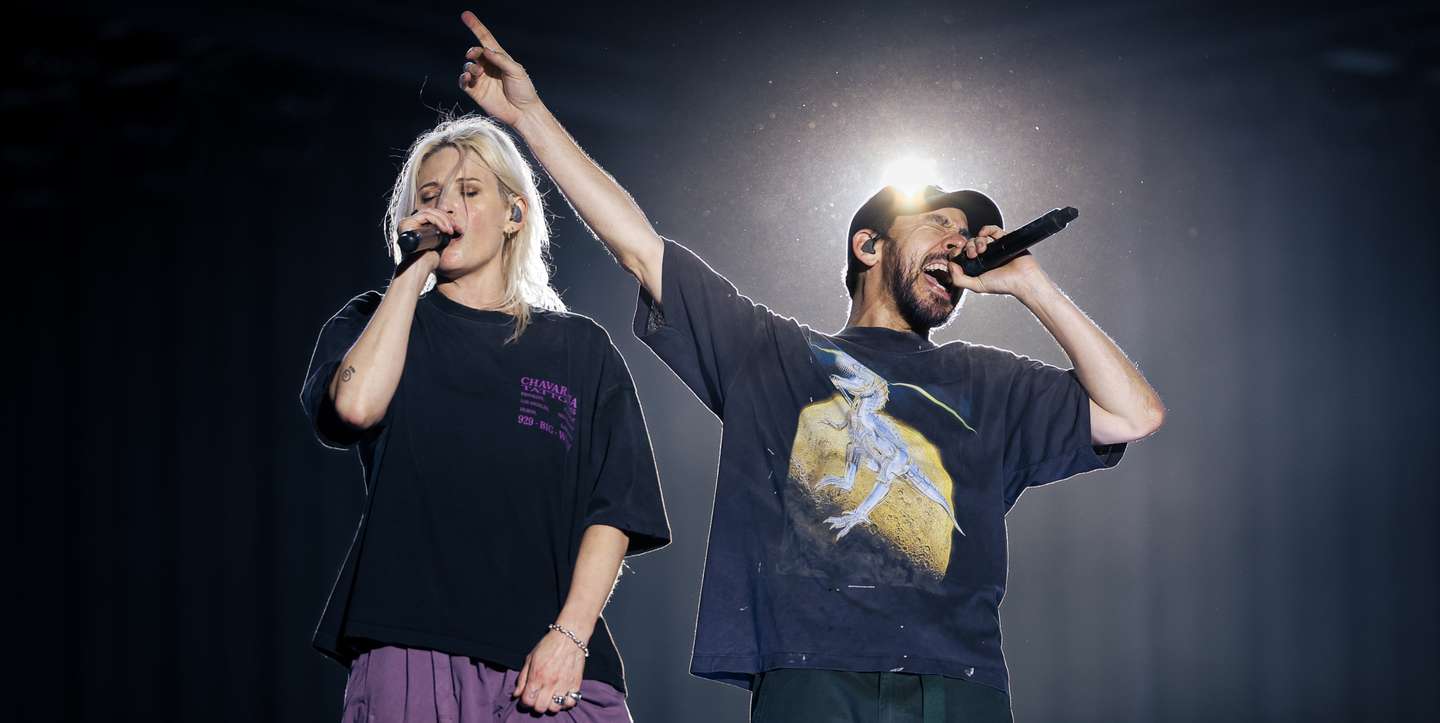 Emily Armstrong e Mike Shinoda: as duas figuras principais dos Linkin Park de 2026 no Palco Mundo do Rock in Rio, este domingo