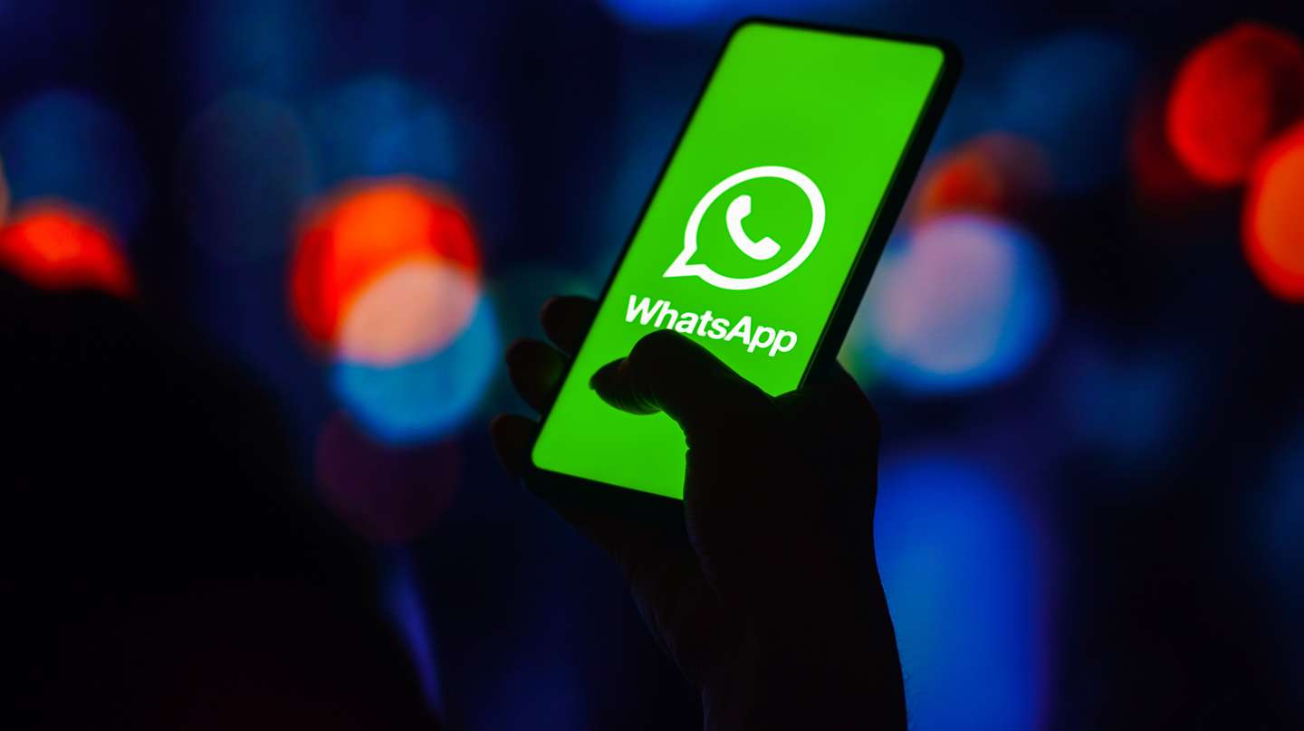 In this photo illustration, the WhatsApp logo is displayed