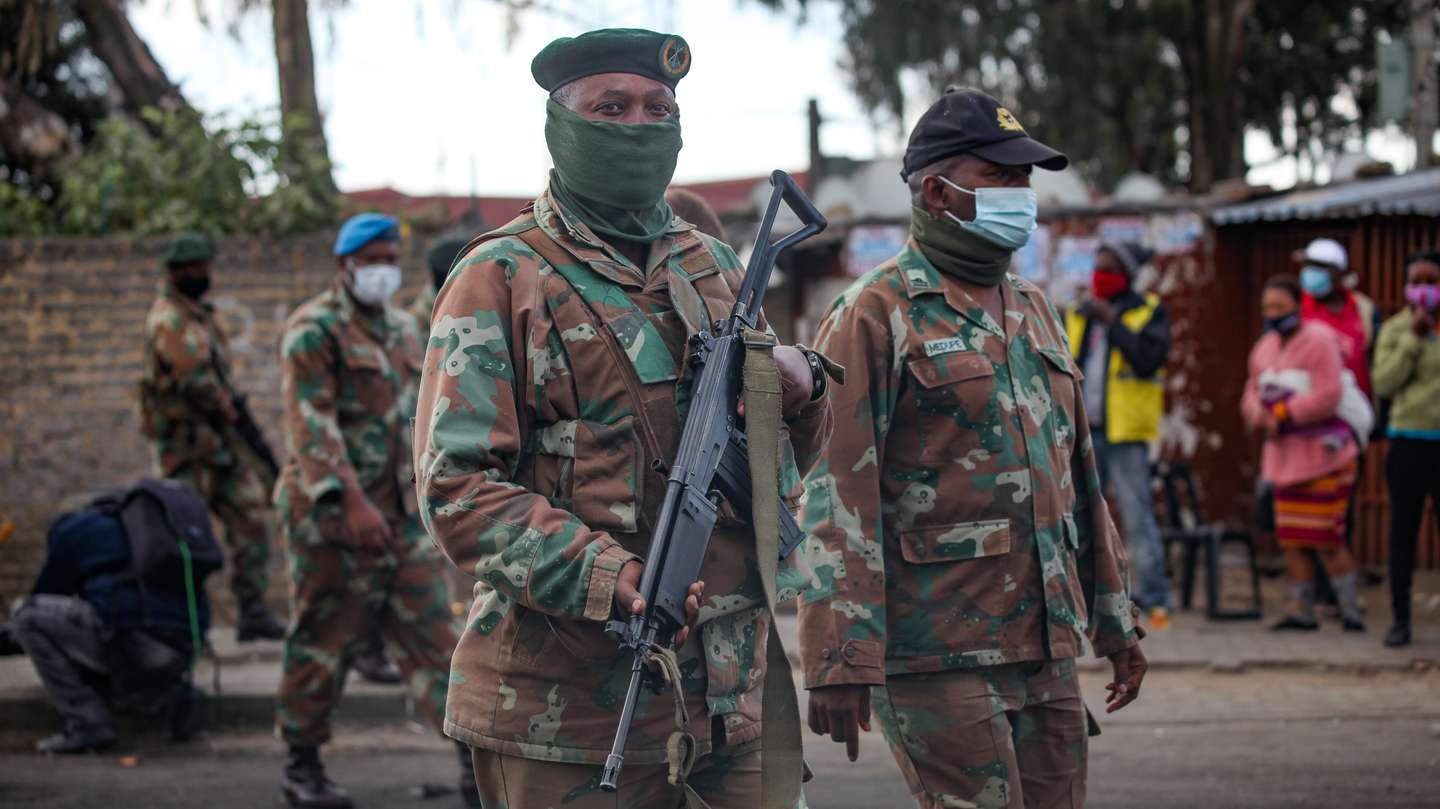 SANDF patrol the streets in Alexandra in South Africa