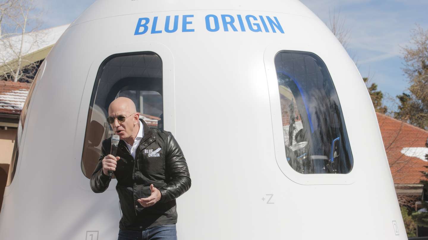 Amazon Chief Executive Officer Jeff Bezos Introduces The Blue Origin New Shepard System