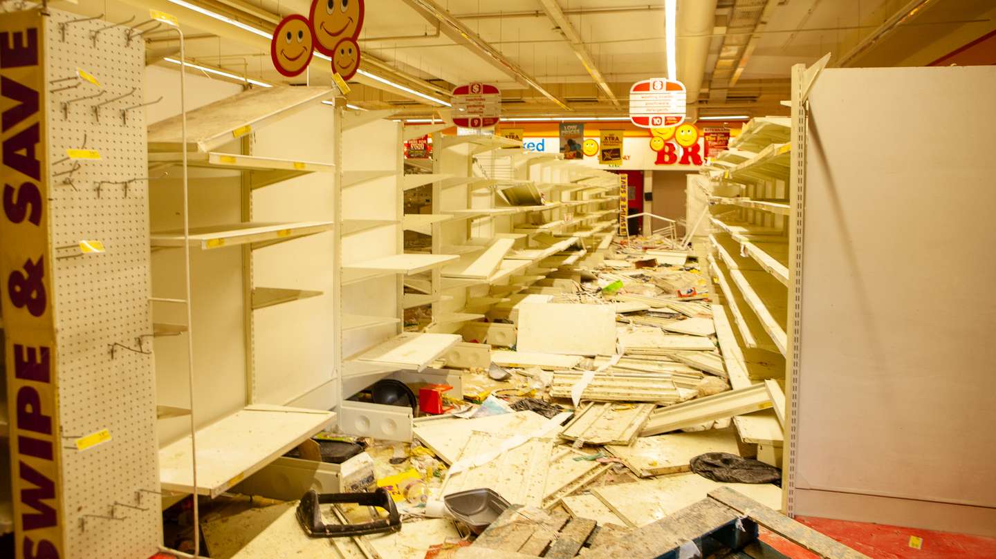 Aftermath of protests and looting at Ndofaya Mall in South Africa