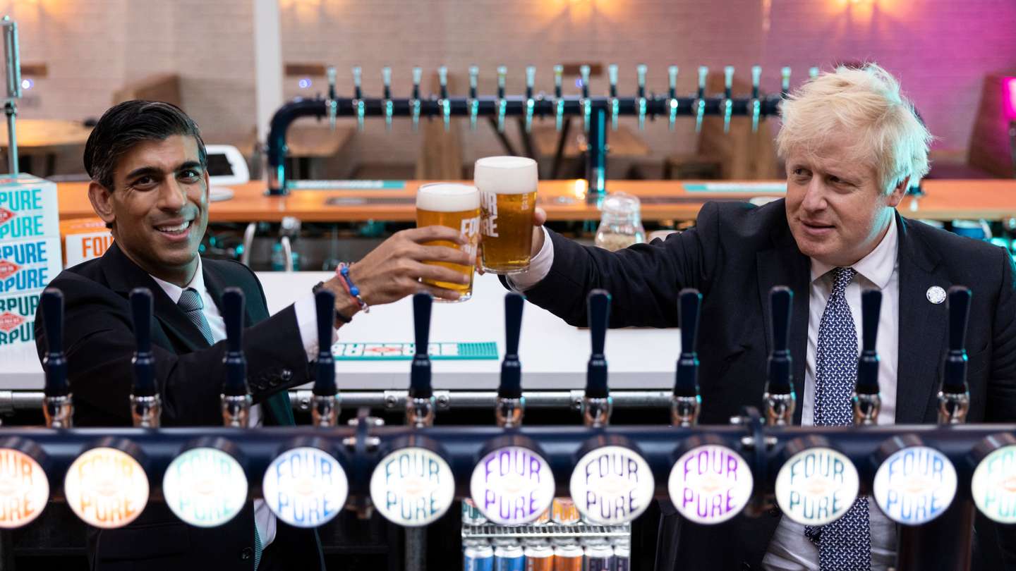 Johnson And Sunak Visit Brewery In South East London