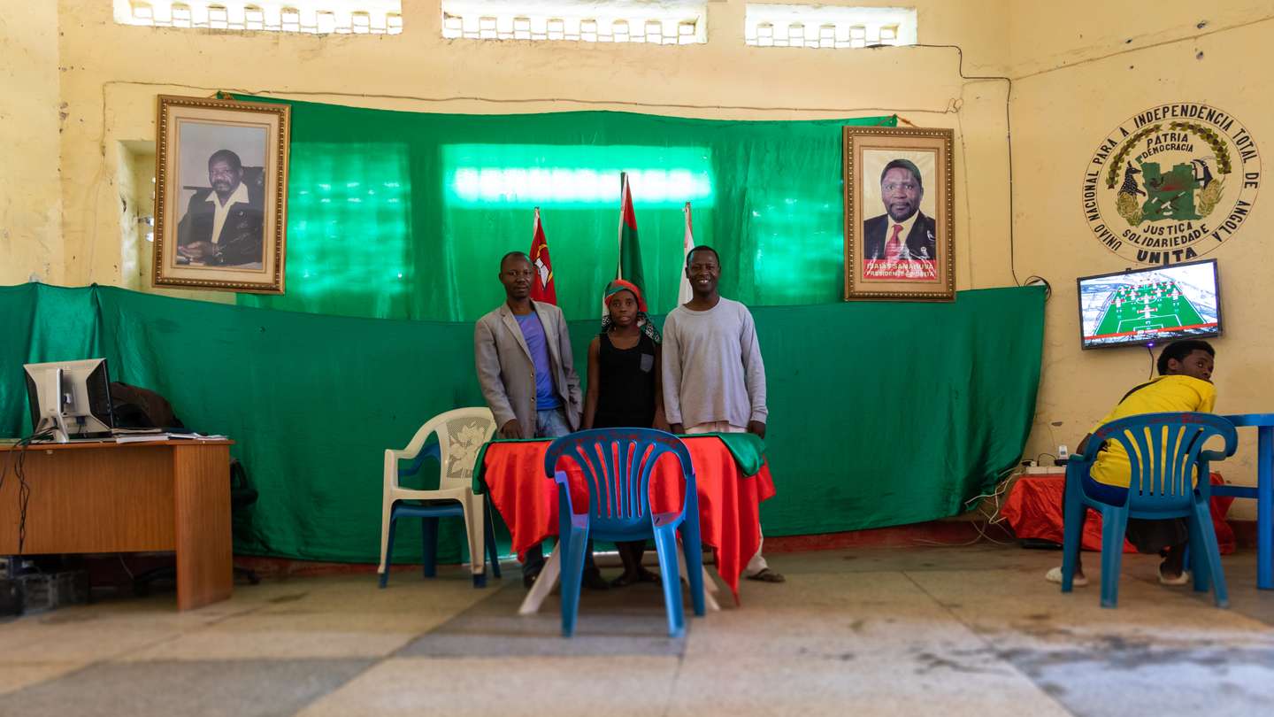 UNITA members posing in their headquarters, Benguela Province, Catumbela, Angola