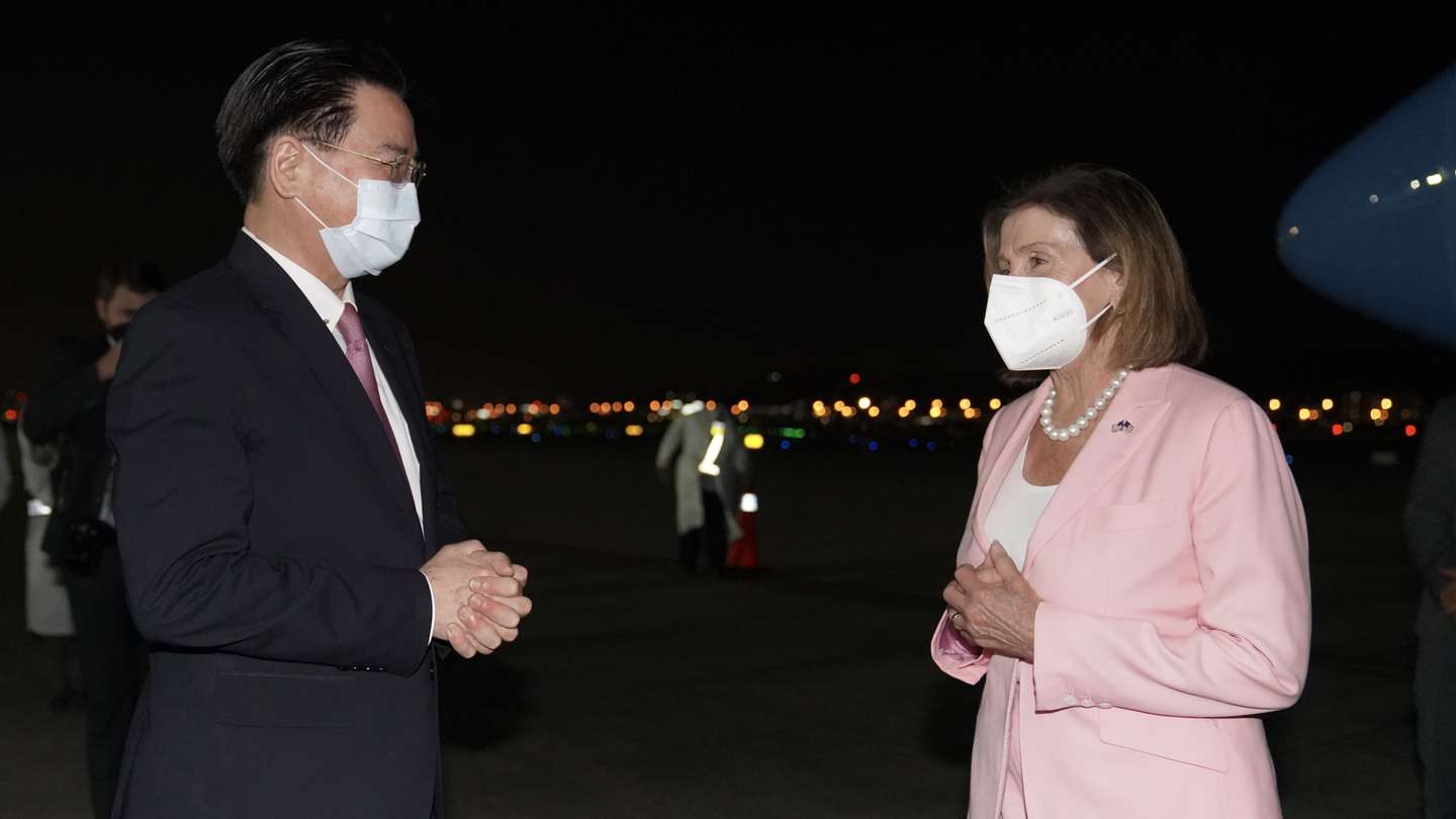 U.S. House Speaker Nancy Pelosi lands in Taiwan