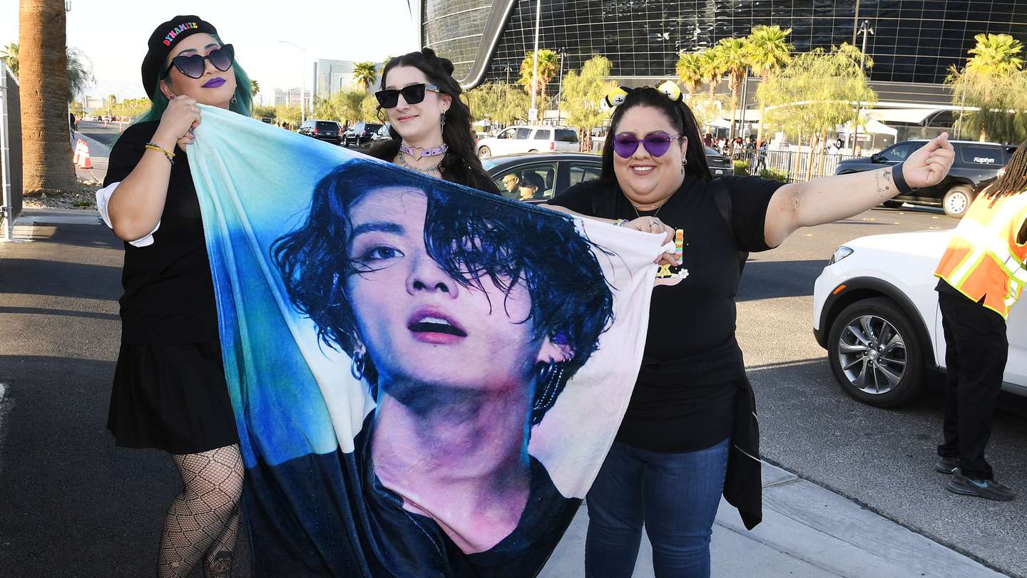 Atmosphere Outside Of The First Night Of BTS's "Permission To Dance" Las Vegas Residency At Allegiant Stadium