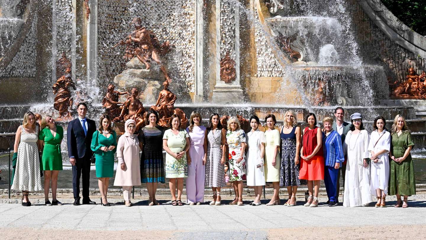 Queen Letizia Hosts Meeting With First Ladies During NATO Summit