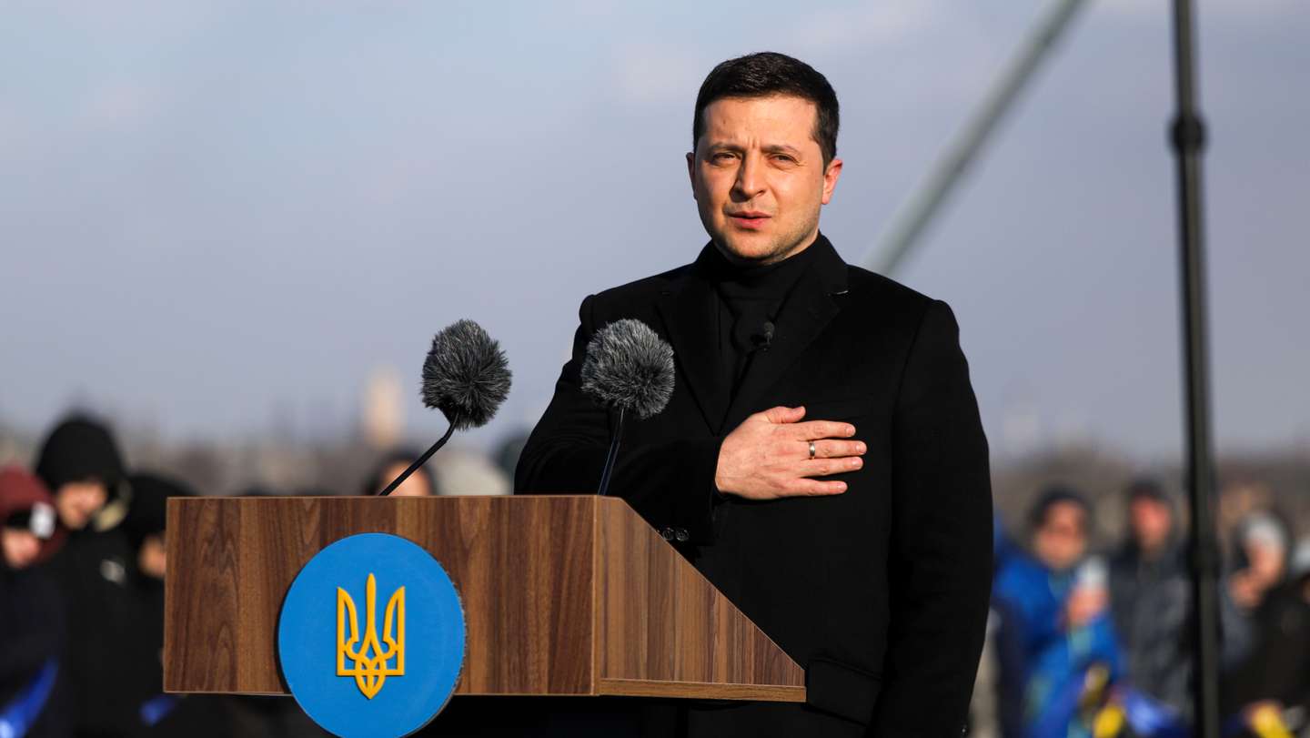 Volodymyr Zelenskyy at Zaporizhzhia bridge inauguration