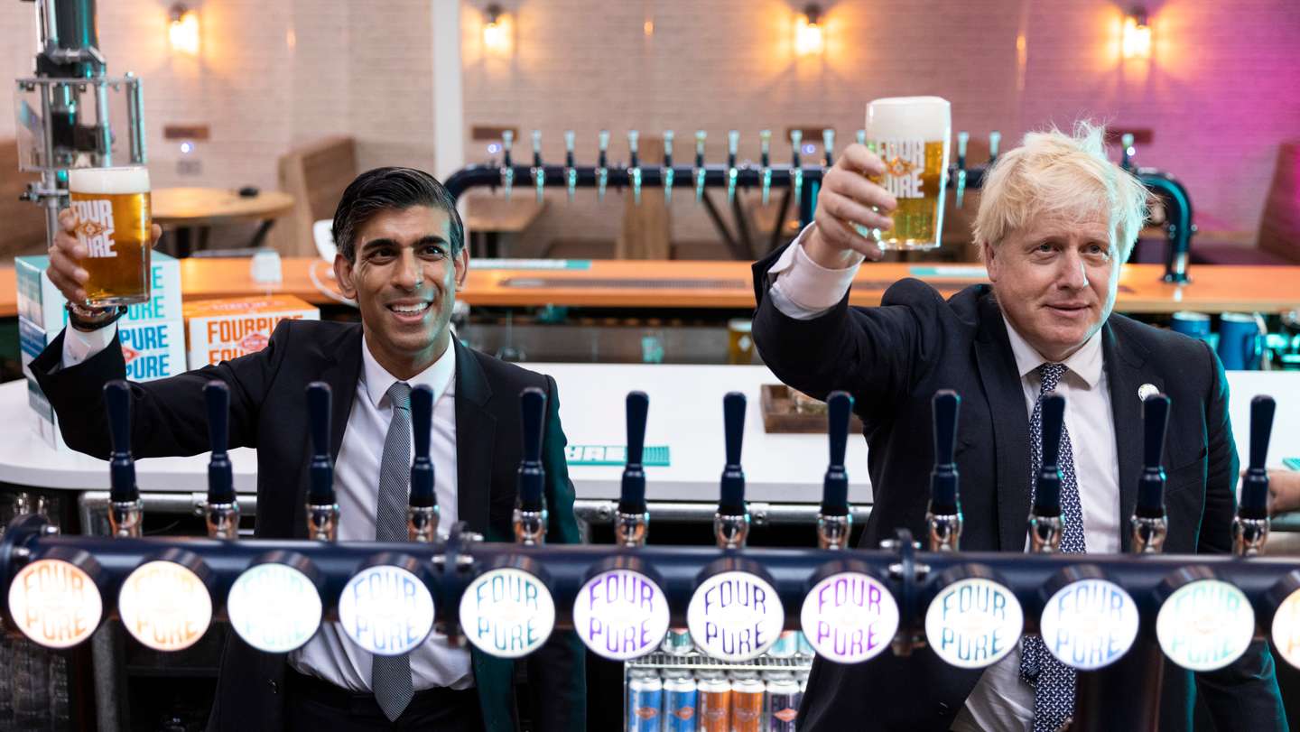 Johnson And Sunak Visit Brewery In South East London
