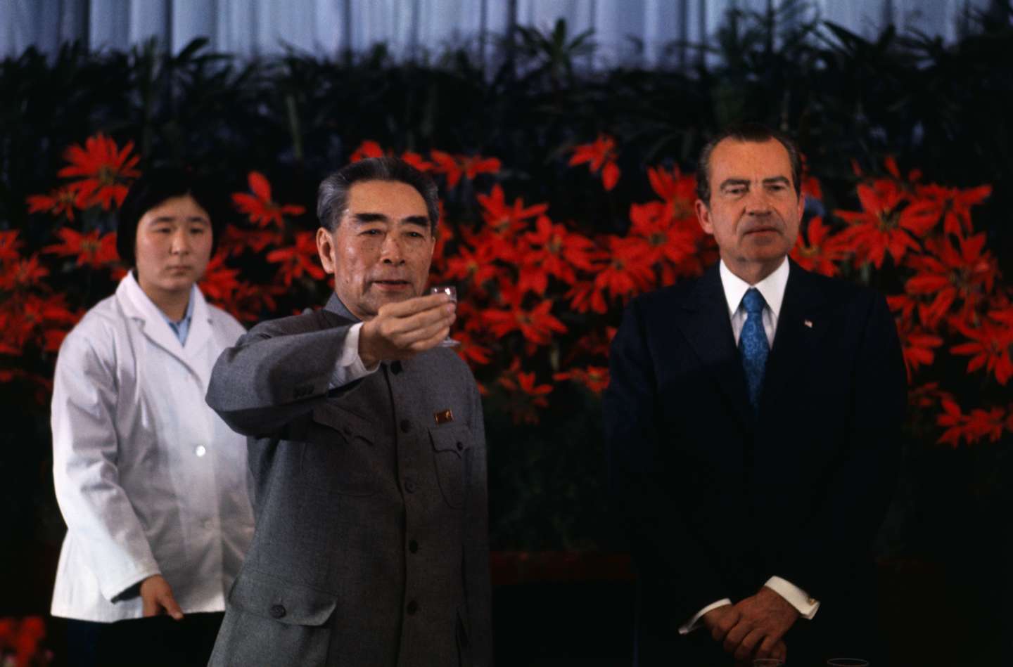Chou-En- Lai and Nixon Performing Toast