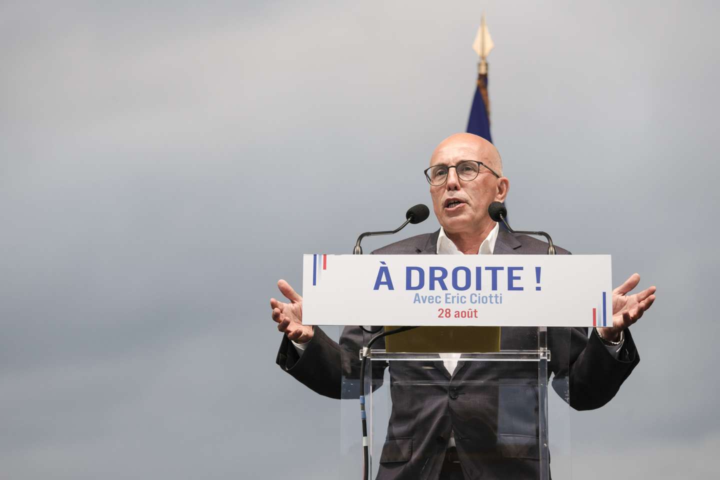 Eric Ciotti speaks to his supporters.Eric Ciotti made his