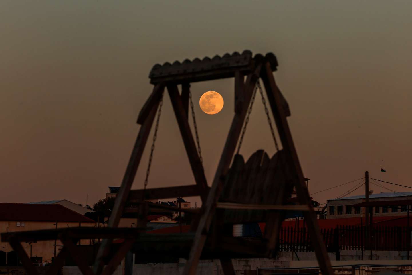The Full Wolf Moon Rises Over Gaza City