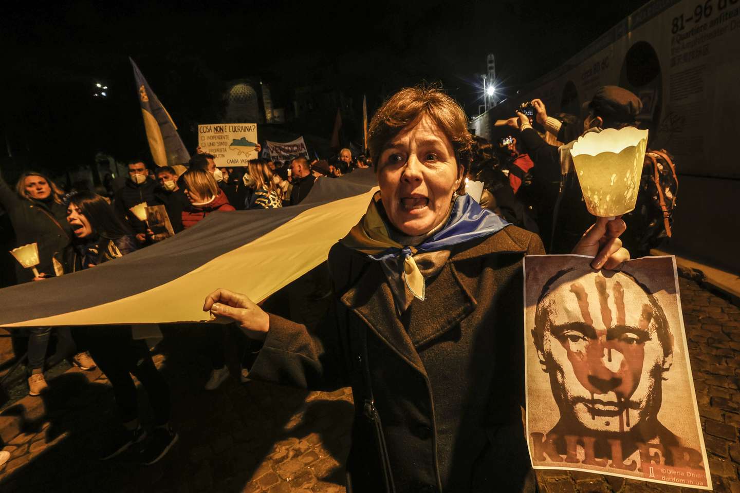 Protestos contra a invasão da Ucrânia em Roma, Itália