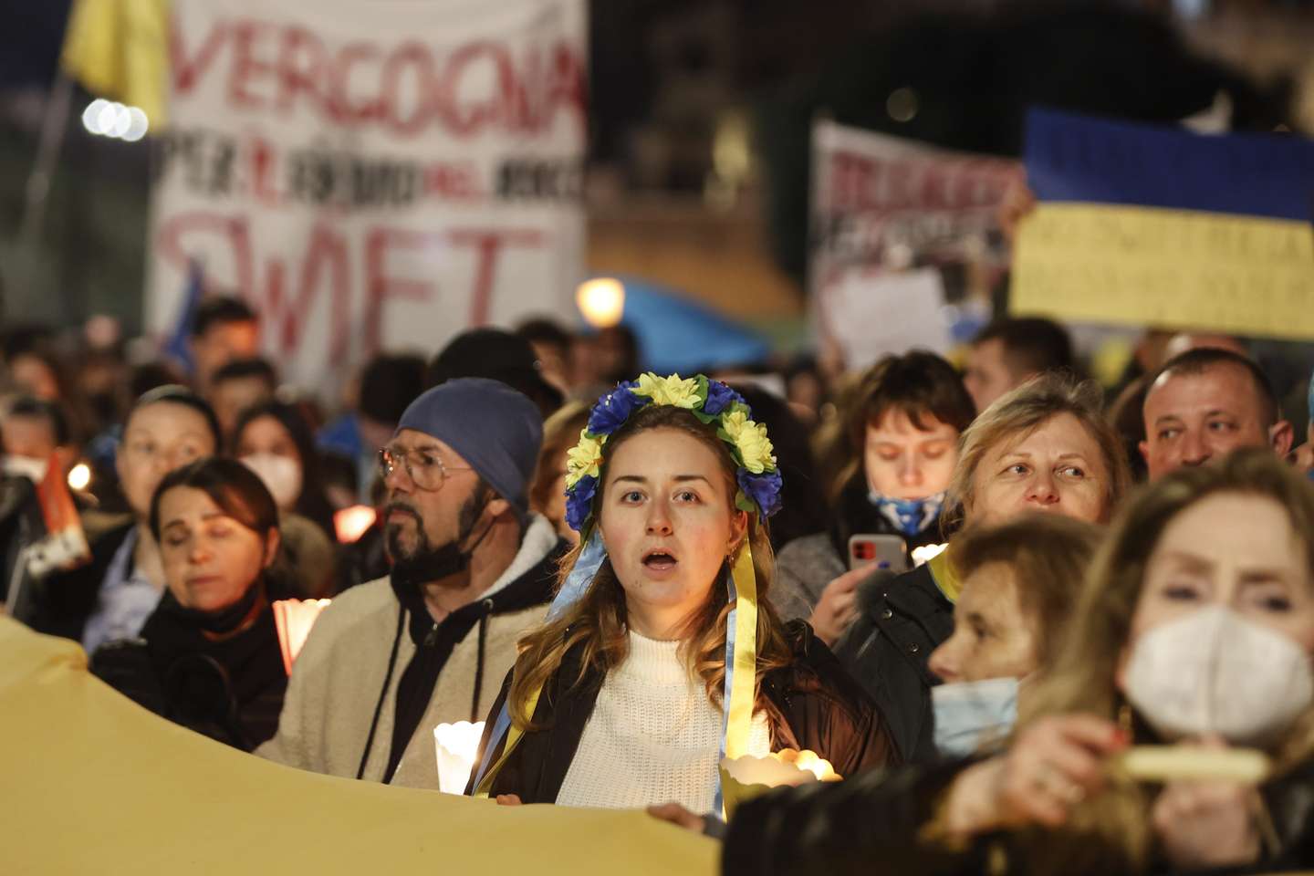 Protestos contra a invasão da Ucrânia em Roma, Itália