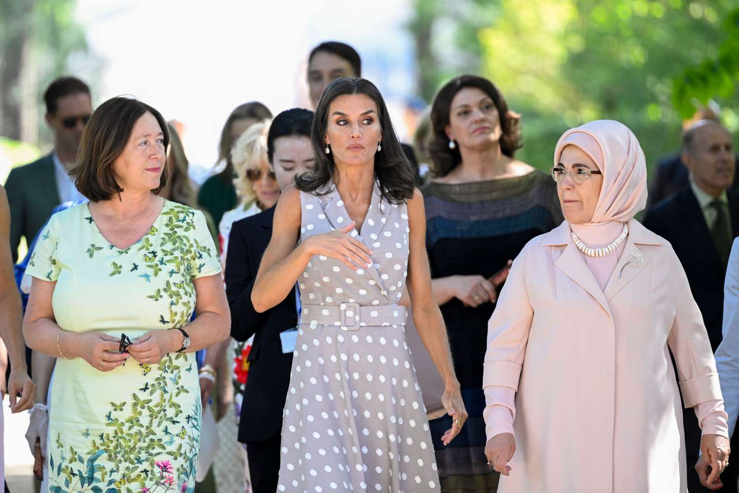 Queen Letizia Hosts Meeting With First Ladies During NATO Summit