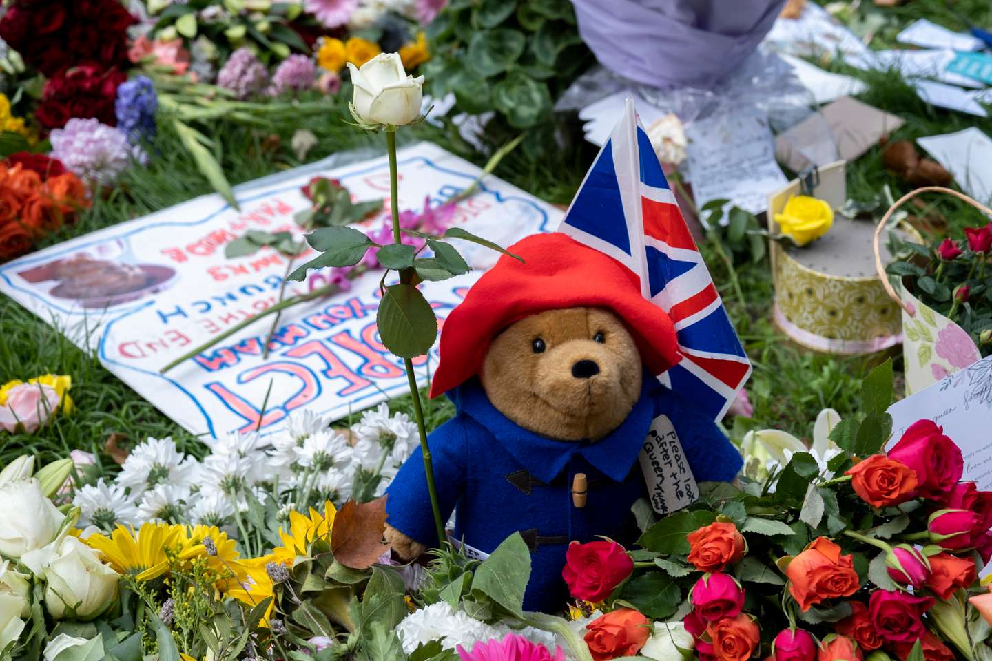 Flowers In Green Park Following The Death Of Queen Elizabeth II