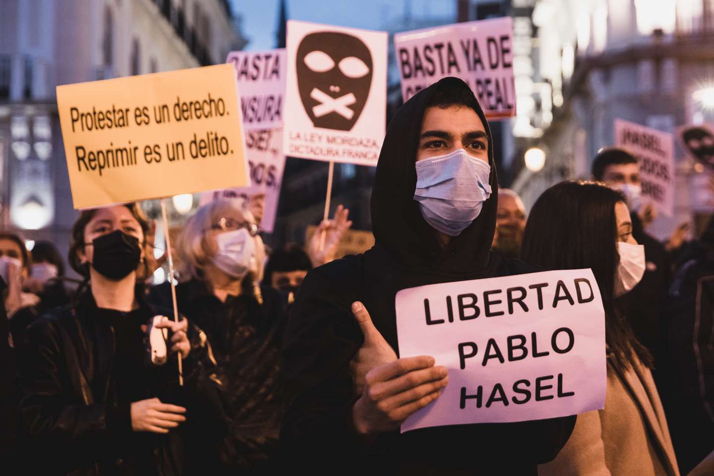 Protest Against The Sentence Of Catalan Rapper Pablo Hasel in Spain