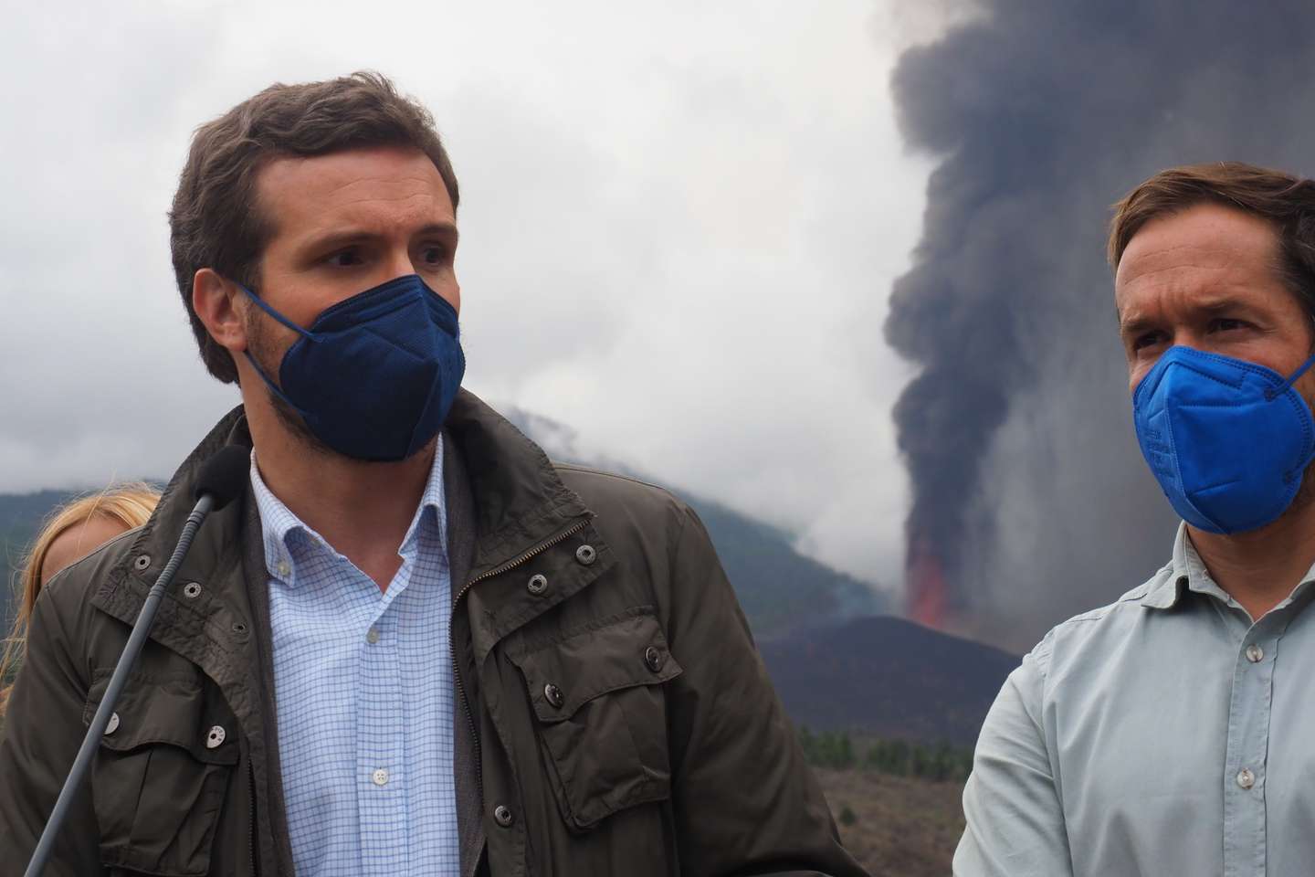 Pablo Casado (pp) Visits La Palma Due To The Eruption Of The Cumbre Vieja Volcano