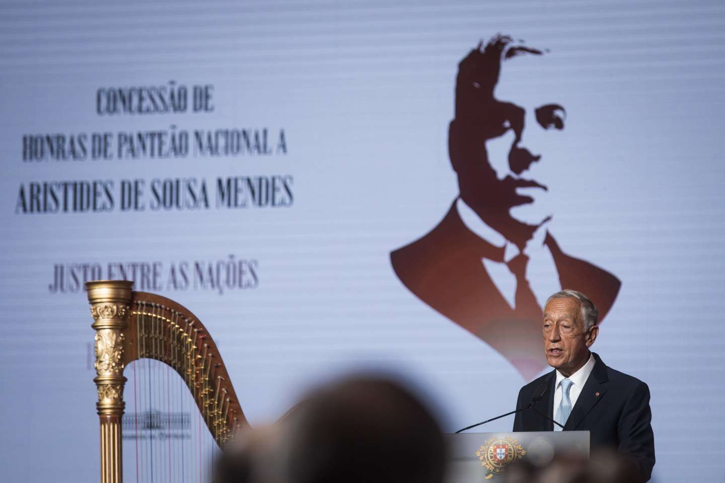 Cerimónia de concessão de Honras de Panteão Nacional a Aristides Sousa Mendes com a presença das mais altas figuras do Estado português como Marcelo Rebelo de Sousa, o Presidente da República, Eduardo Ferro Rodrigues, presidente da Assembleia da República e António Costa, primeiro-ministro. Lisboa, 19 de outubro de 2021. JOÃO PORFÍRIO/OBSERVADOR