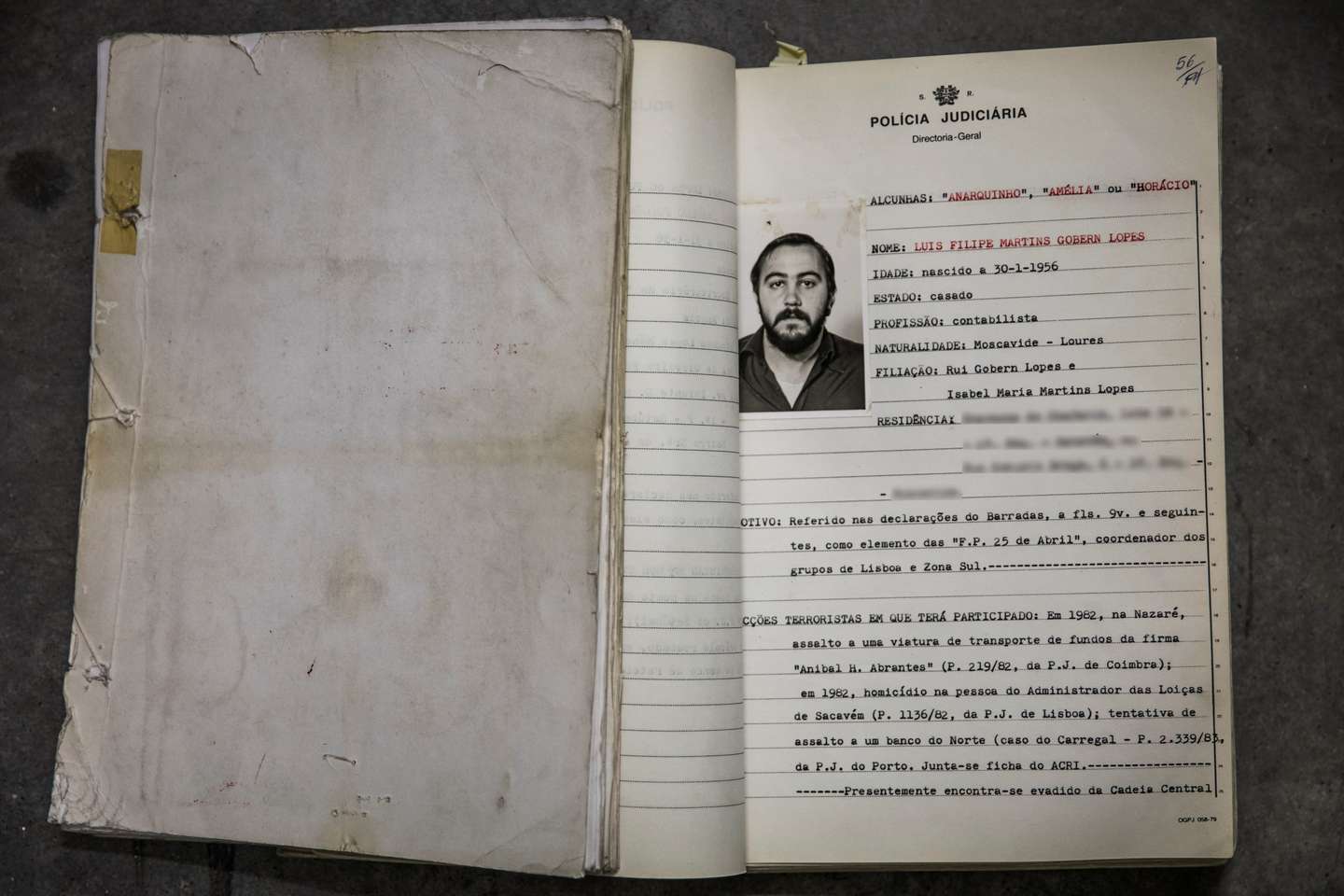 Grande reportagem sobre as FP-25. Forças Populares 25 de Abril foram uma organização terrorista de extrema-esquerda que operou em Portugal entre 1980 e 1987. Parte significativa dos seus militantes procediam das antigas Brigadas Revolucionárias, organização portuguesa de extrema-esquerda criada no início dos anos 70 por dissidentes do PCP. JOÃO PORFÍRIO/OBSERVADOR