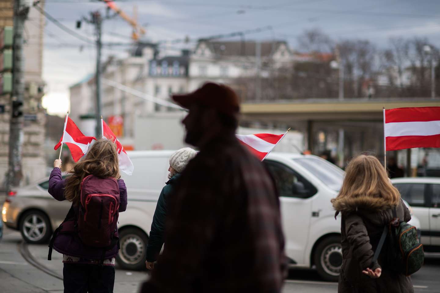 Protesters Gather In "Freedom Convoy" Inspired Demonstration In Vienna