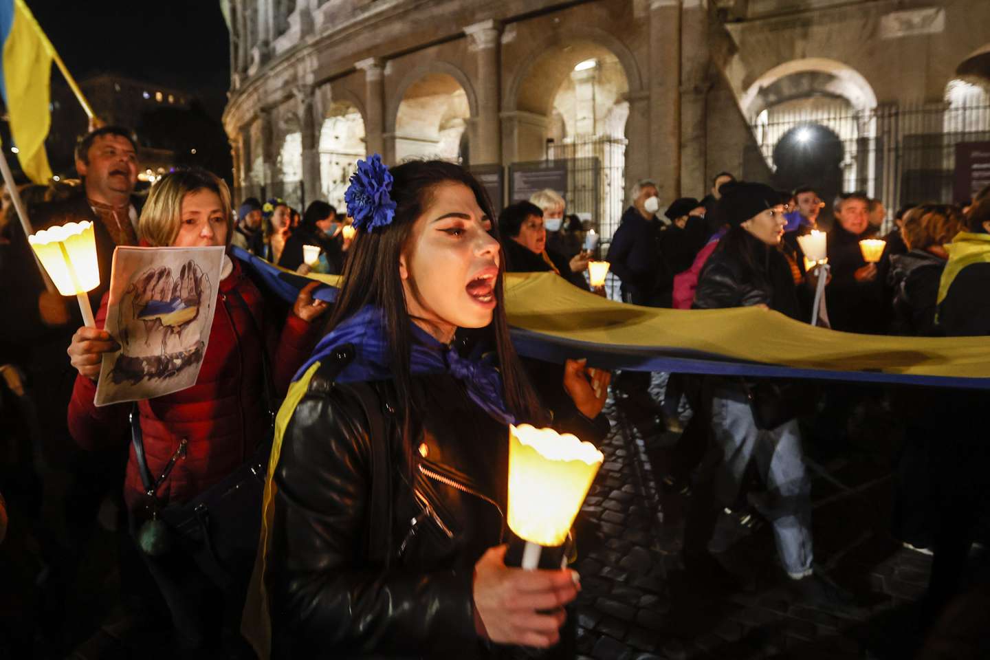 Protestos contra a invasão da Ucrânia em Roma, Itália