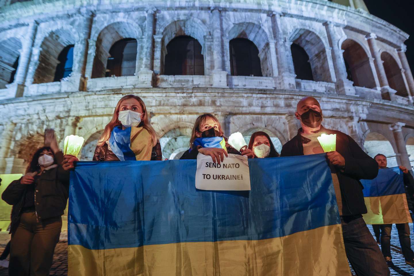 Protestos contra a invasão da Ucrânia em Roma, Itália