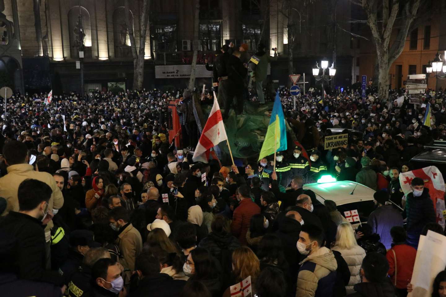 Protestos contra a invasão da Ucrânia em Tbilisi, Georgia