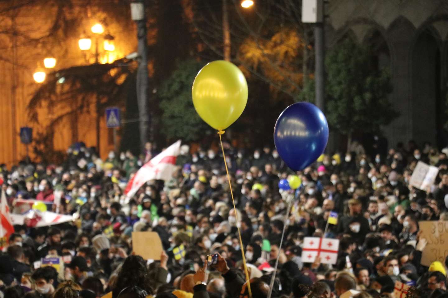 Protestos contra a invasão da Ucrânia em Tbilisi, Georgia