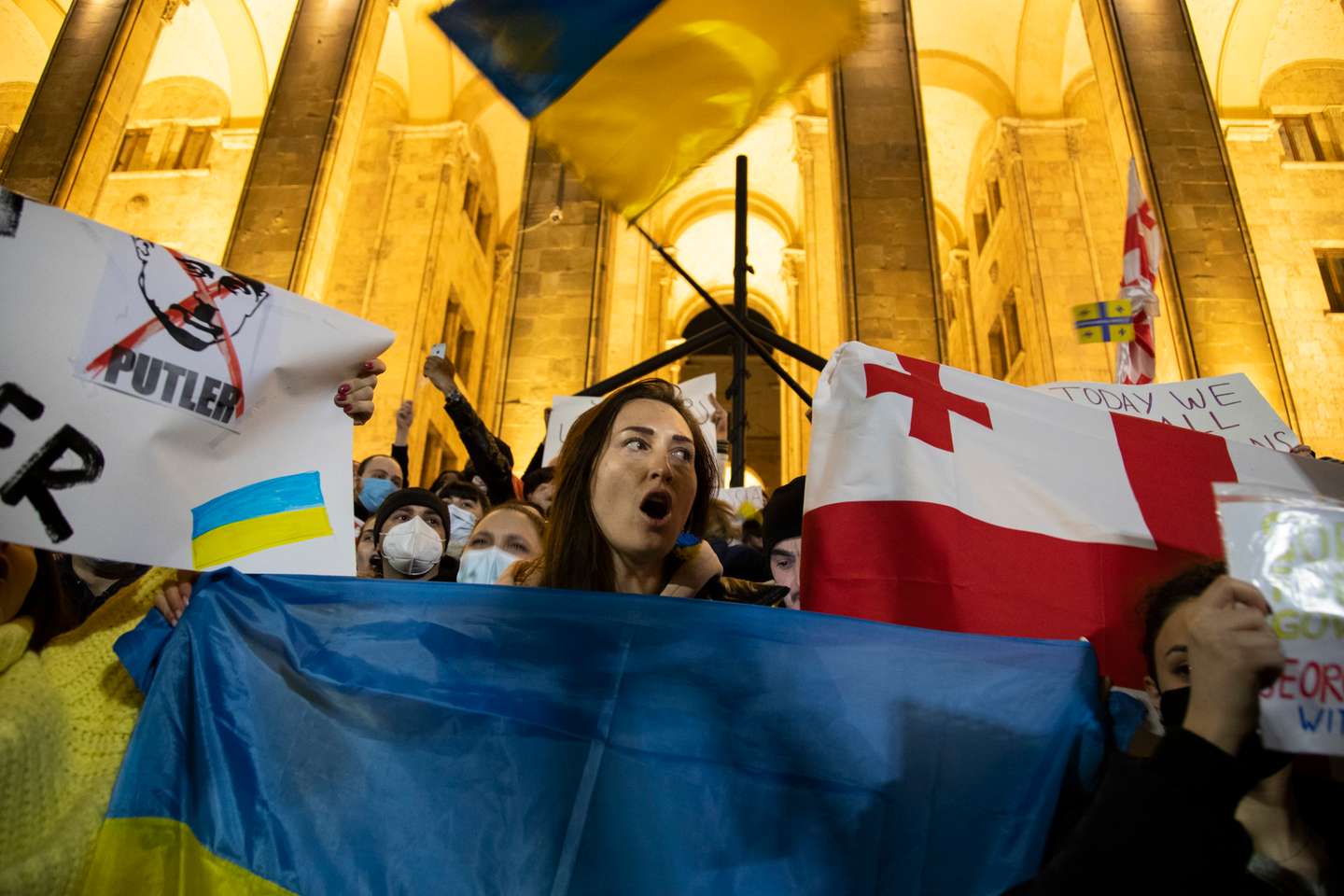Protestos contra a invasão da Ucrânia em Tbilisi, Geórgia