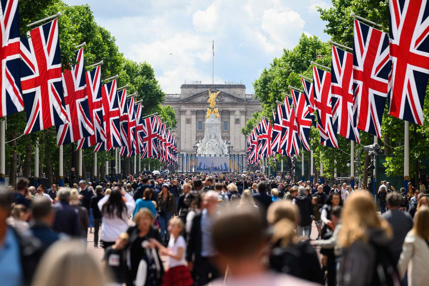 Preparations Are Made Around London For Queen Elizabeth II's Platinum Jubilee