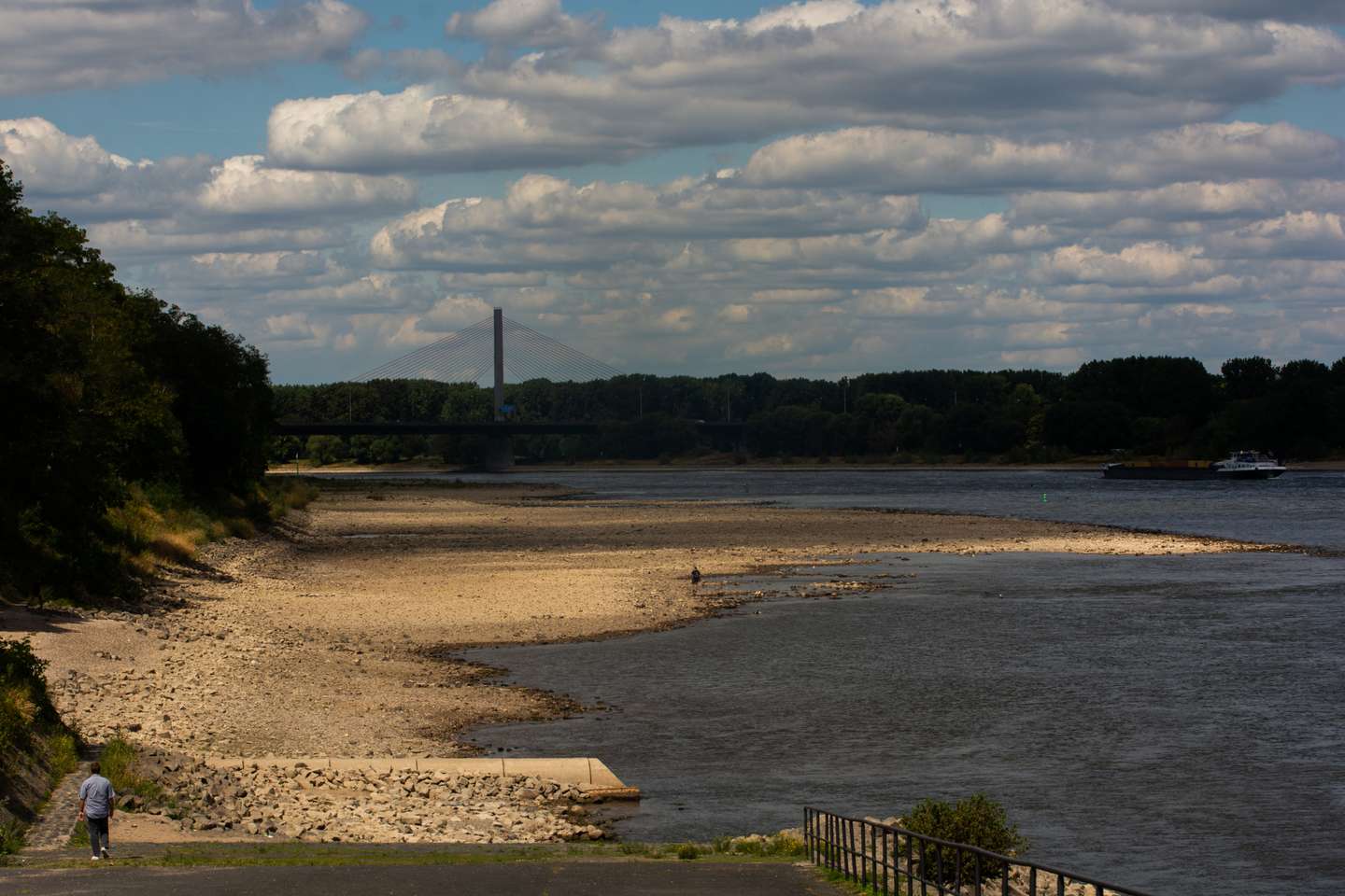 Low Water Levels Continues On The Rhine River In Bonn