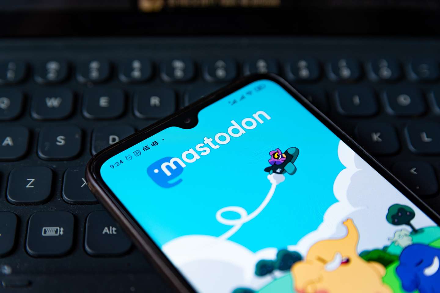 In this photo illustration, Mastodon app homepage is seen
