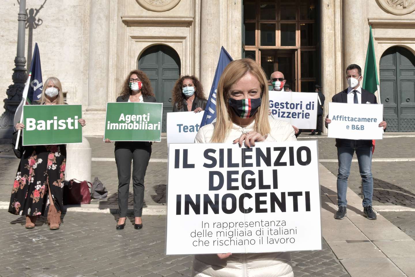 Members Of The Fratelli d'Italia Political Party Hold A Flash Mob Protest Against The Government