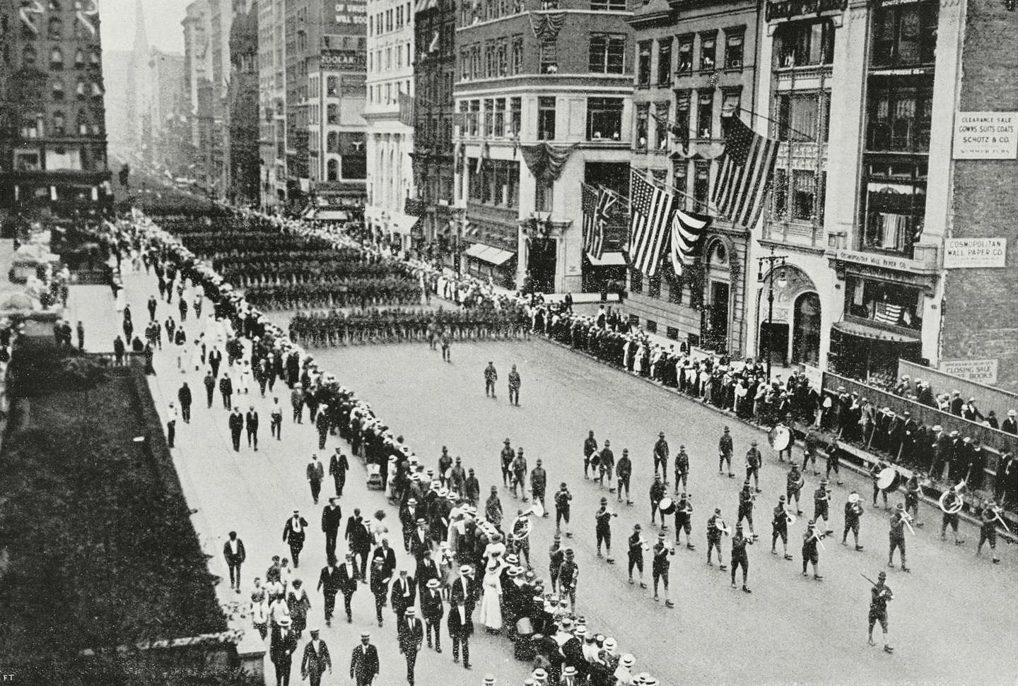American regiments parading before departing