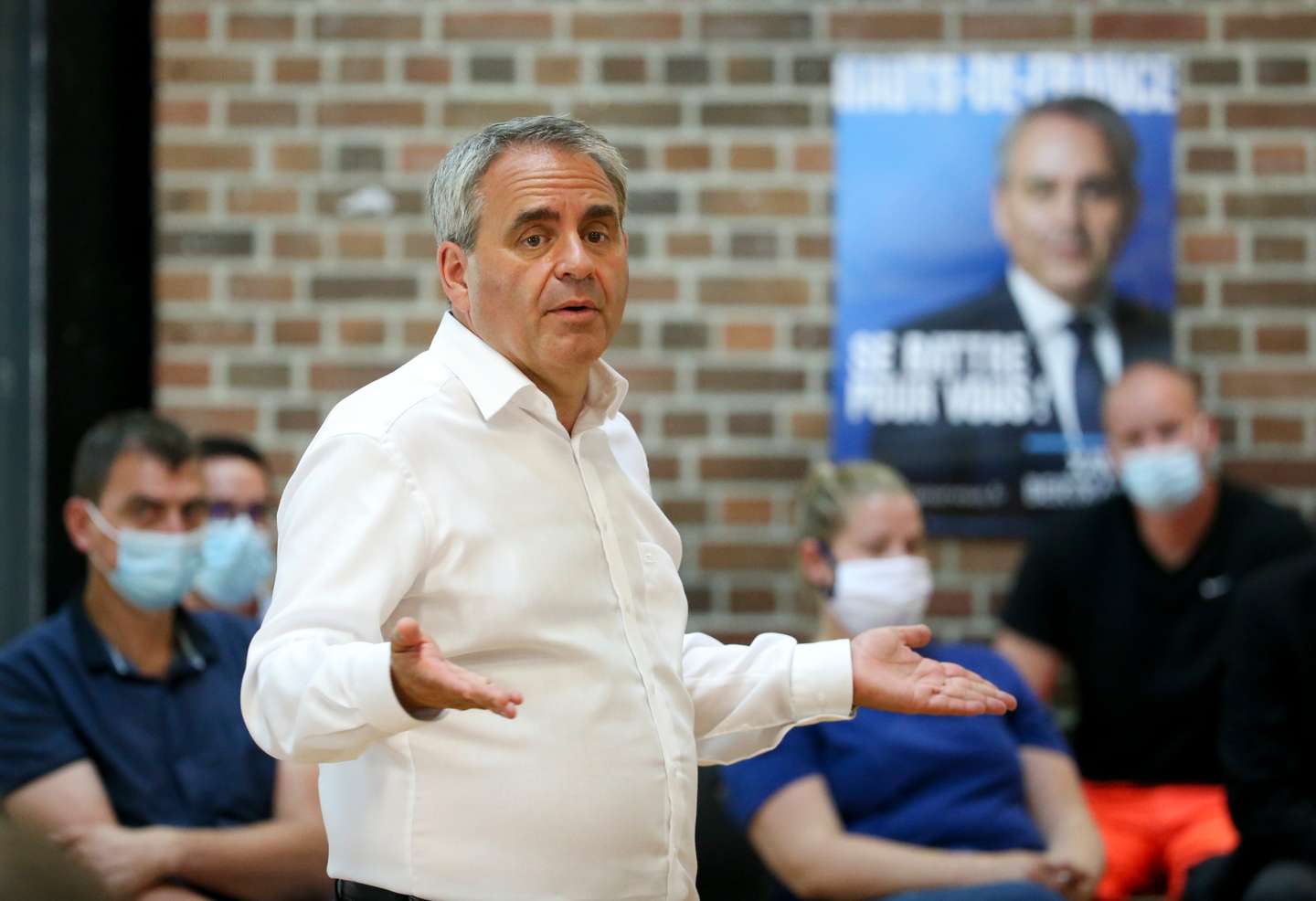 French Politician Xavier Bertrand Campaigns For Next Regional Elections In Nanteuil-le-haudouin