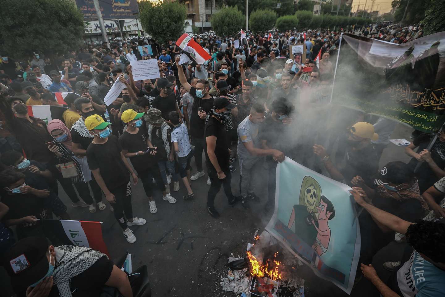 Protest against French President Macron in Baghdad