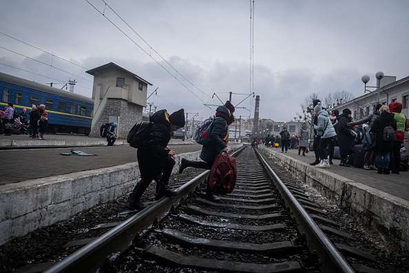 People flock to Lviv Train Station